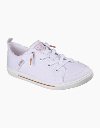Skechers Womens Skechers Womens B Cute 2.0 Frayed Canvas Trainers - White - Size: 6.5