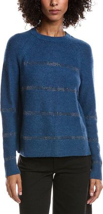 Forté Cashmere Crystal Wool & Cashmere-Blend Raglan Sweater