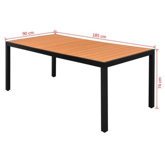 Berkfield Home Garden Table Brown 185x90x74 cm Aluminium & WPC | Size: 185 x 90 x 74 cm