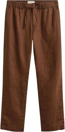 GANT Broeken, Heren, Bruin, L, Linnen, Linnen Rechte Broek