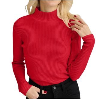 Generic Winter Jumpers for Women UK 2024 Turtleneck Cable Knit Sweaters Ladies Long Sleeve Tops Warm Chunky Jumper Roll Neck Slim Fit Pullover Knitwear Going 