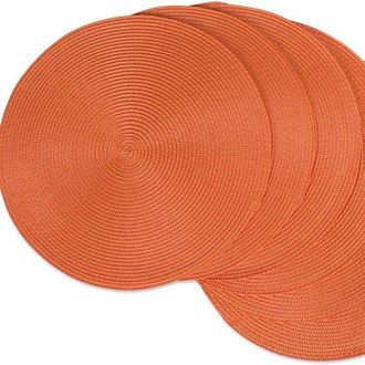OEM Juego De 6 Manteles Individuales Tejidos, Manteles Individuales Redondos Resistentes Al Calor, Manteles Individuales, Tejido Pp, Naranja