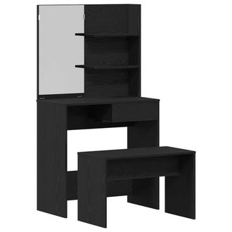 Berkfield Home Dressing Table Set Black Oak Engineered Wood