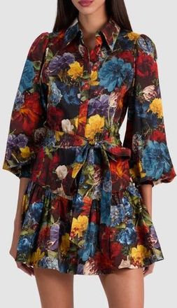 Alice & Olivia Lily Long Sleeve Floral Shirtdress in Flourish at Nordstrom Rack, Size 14