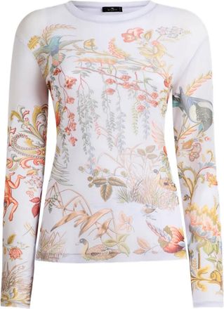 Etro flora fauna-motif top - women - Fabric - 40 - White