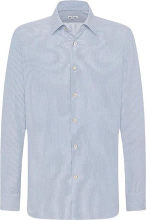 Kiton Overhemden, Heren, Blauw, XL, Katoen, Gestreept katoenen overhemd