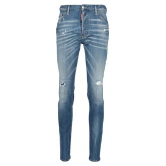 Dsquared2 Mens Cool Guy Jean Reinforced Distressed Effect Blue Jeans Cotton - Size 28 (Waist)
