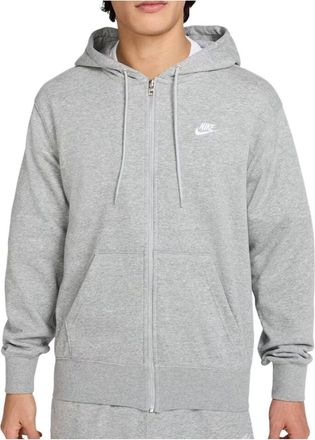 Nike Club Zip-up Terry Hooded Top Dark Grey Heather Light Smoke Grey White FN3885-063