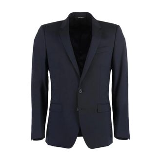 Dolce & Gabbana Blazers, male, Blue, Size: S Two-Button Wool Suit Jacket
