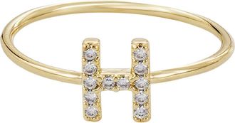 Adornia Pavé CZ Initial Charm Ring in Gold -H at Nordstrom Rack, Size 7