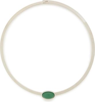 Jennifer Behr Elaine Rhodium-plated Collar Necklace - Dark Green - One Size