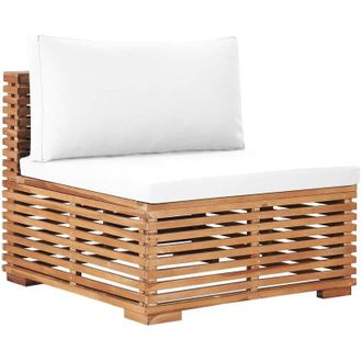 vidaXL Sof&aacute; Central De Jard&iacute;n Madera Maciza Teca Y Coj&iacute;n Color Crema Vidaxl