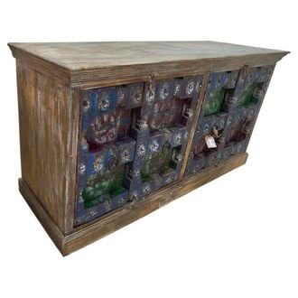Wanderlust Deco Aparador de madera artesanal marr&oacute;n 216x52x93h