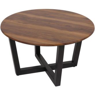 Hhg Tavolino rotondo salotto divano HHG 727 &Oslash;80cm legno laminato hpl melaminico gambe scure effetto palissandro