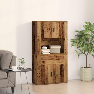 Berkfield Home Highboard Old Wood 80x33x150 cm Engineered Wood in Brown | Size: 80 x 33 x 150 cm