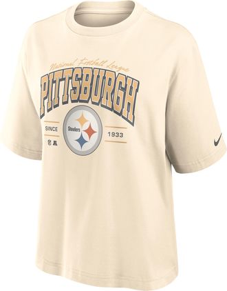 Nike Pittsburgh Steelers Vintage Mod Boxy Nike Womens NFL T-Shirt in White | 01CM15A7L-U9E