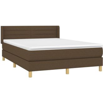 vidaXL Vidaxl - Cama Box Spring Con Colch&oacute;n Tela Marr&oacute;n Oscuro 140x200 Cm