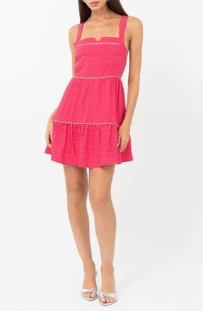 Adelyn Rae Stripe A-Line Minidress in Raspberry at Nordstrom Rack, Size X-Small