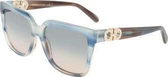 Ferragamo Blue Pink Gradient Square Ladies Sunglasses SF2109S 314 58