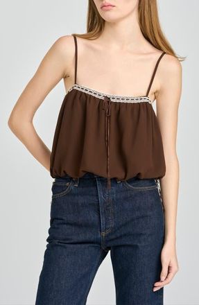 Wayf Jasmine Bubble Hem Camisole in Chocolate at Nordstrom, Size X-Large