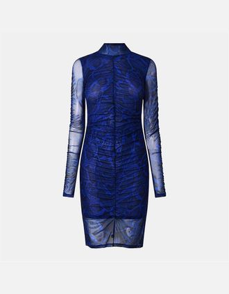 HUGO BOSS Womens Nikau High Neck Long Sleeve Knee Length Dress - Grey - Size: 8