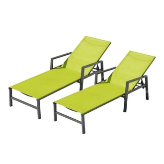Concept Usine Juego de 2 tumbonas gris oscuro y verde