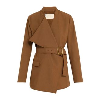 Ulla Johnson Jassen, Dames, Bruin, M, Wol, Zehra Draped Jacket