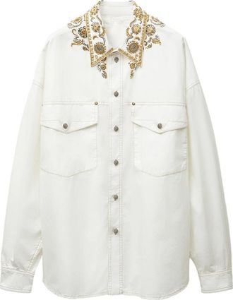 Versace Embroidered Cotton-poplin Shirt