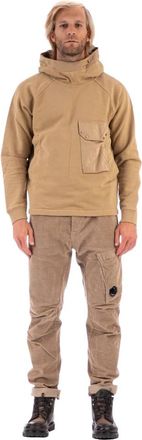 Ten c Cotton Hoodie met OJJ-zak - Heren - Hoodies - Beige - S - Katoen - Hoodies & sweatvesten