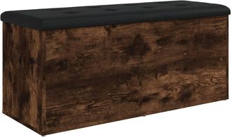 vidaXL Vidaxl - Banco Almacenaje Madera Ingenier&iacute;a Roble Ahumado 102x42x45 Cm