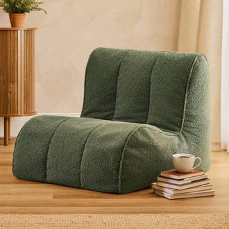 Icon Brand Swoop Boucle Accent Chair Bean Bag in Olive