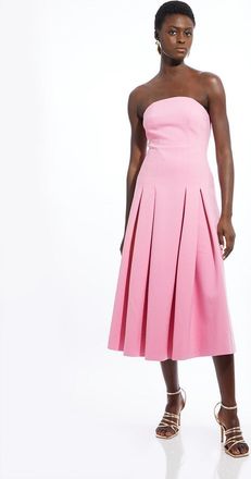 Karen Millen Womens Petite Compact Stretch Tailored Midi Prom Dress - Pink - Size 12 UK