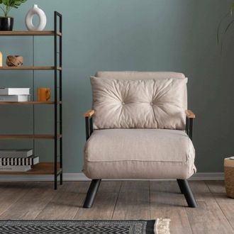 Dmora Butaca Keoni, Reclinable, Con Reposabrazos, Soporta Hasta 100 Kg, 60x78x78h Cm Beige