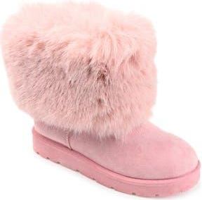 Journee Collection Shanay Faux Fur Boot in Pink at Nordstrom Rack, Size 10