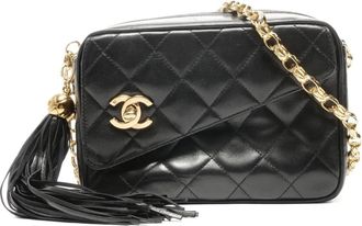 Chanel 1991-1994 CC Mark tassel turn-lock shoulder bag - Zwart