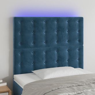 vidaXL Cabecero Con Luces Led Terciopelo Azul Oscuro 100x5x118/128 Cm Vidaxl