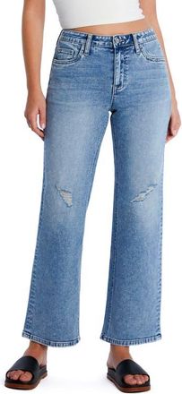 HINT OF BLU Clever Ripped High Waist Wide Leg Jeans in Country Blue at Nordstrom, Size 29