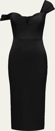 Alex Perry Off-Shoulder Sweetheart Midi Dress