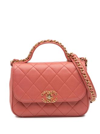 Chanel 2019 Quilted Lambskin Chain Infinity Top Handle Bag satchel - women - Lambskin - One Size - Pink