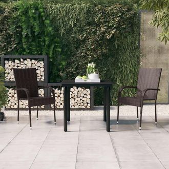 vidaXL Juego De Comedor De Jard&iacute;n 3 Piezas Marr&oacute;n Y Negro Vidaxl