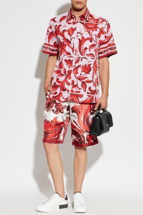 Dolce & Gabbana Shirt With Majolica Print, Mens, Red