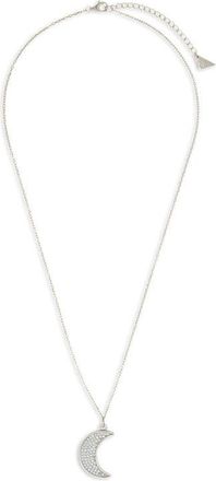 Sterling Forever Pav Cubic Zirconia Crescent Moon Pendant Necklace in Silver at Nordstrom