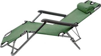 Trade Shop Trade Shop - Sedia A Sdraio Lettino Pieghevole Reclinabile In Metallo Con Poggiatesta Verde 017053