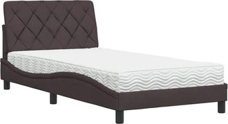 vidaXL Cama Con Colch&oacute;n Tela Marr&oacute;n Oscuro 100x200 Cm Vidaxl