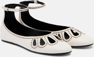 Isabel Marant Bloris studded cutout leather ballet flats