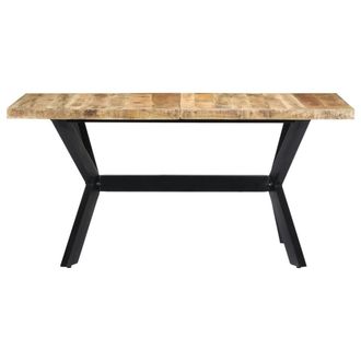 Berkfield Home Dining Table 140x70x75 cm Solid Rough Mango Wood in Brown | Size: 140 x 70 x 75 cm
