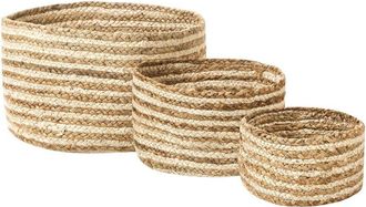 Beliani Conjunto De 3 Cestas De Yute Natural Beige Almacenaje Ropa Accesorio Boho Kahu