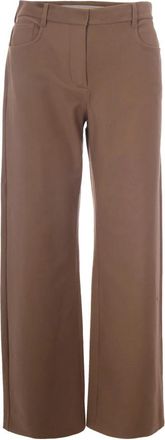 Max Mara Wijde broek - Dames - Wijde Broeken - Bruin - XS - Katoen - Broeken
