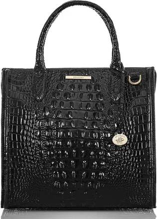 Brahmin Caroline Croc Embossed Leather Satchel in Black at Nordstrom