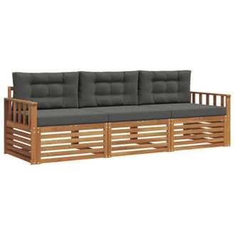 vidaXL Conjunto De Sof&aacute;s De Exterior 3 Pcs Natural Y Antracita Vidaxl